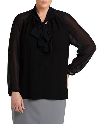 Louise Georgette-sleeve Blouse,