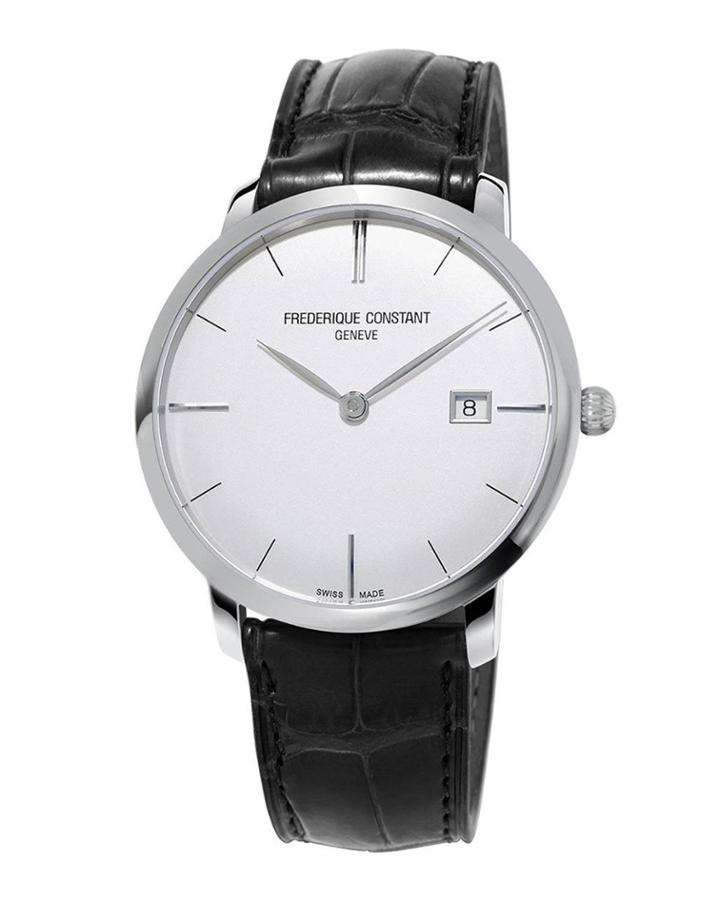 40mm Men's Automatic Watch W/ Leather Strap, Black/silver