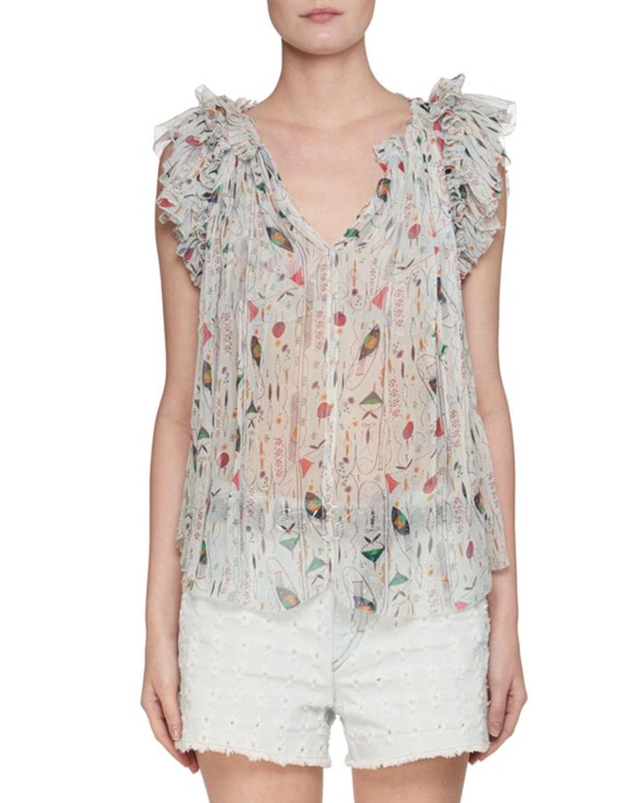 Erell Sleeveless Sheer Printed