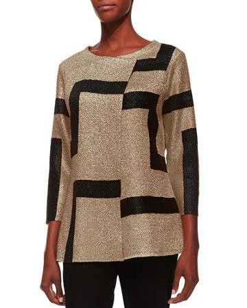 3/4-sleeve Abstract Modern Jacket, Gold