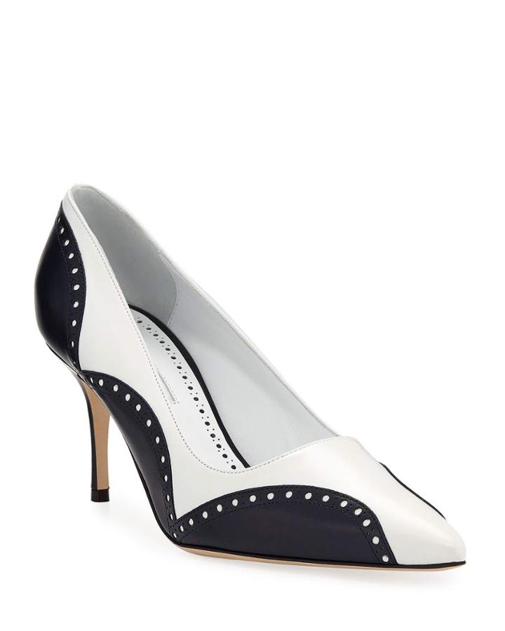 Minisialo Two-tone Leather Brogue Pumps
