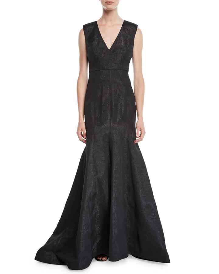 Trumpet Gown In Metallic Jacquard