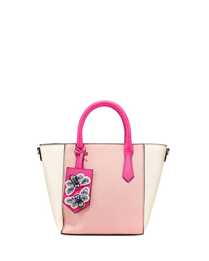 Bella Colorblock Satchel Bag With Bee Charm