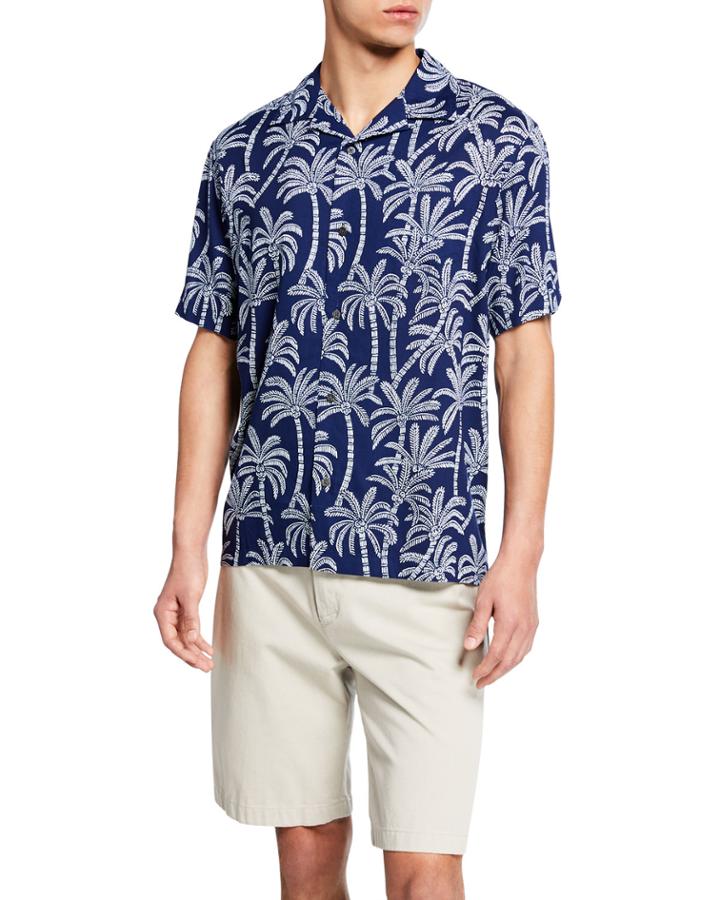 Men's Loulu Palm Leaf-print Camp