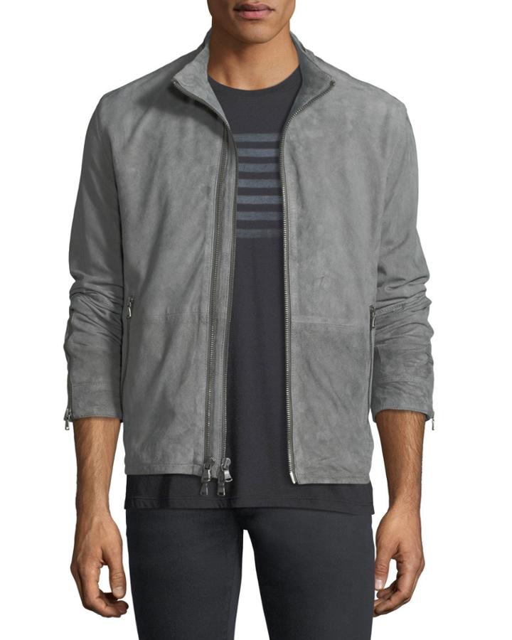 Suede Racer Jacket W/ Buckle Tab