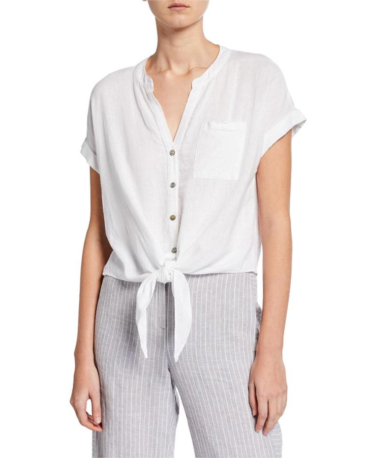 Tie It On Button-front Short-sleeve Top