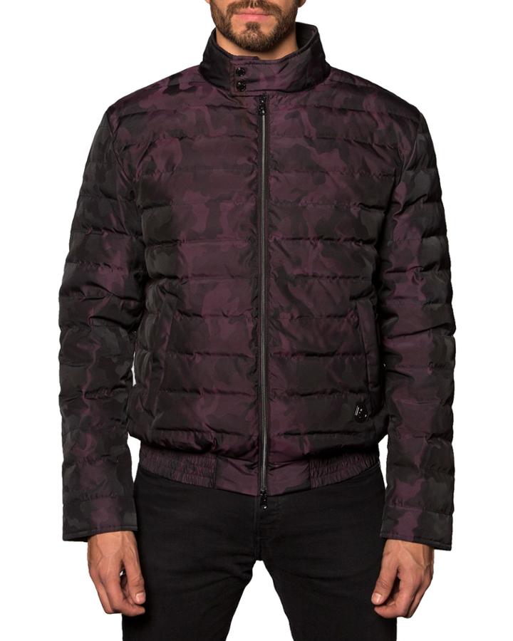 Men's Chicago Lightweight Camo Quilted Puffer Jacket, Burgundy