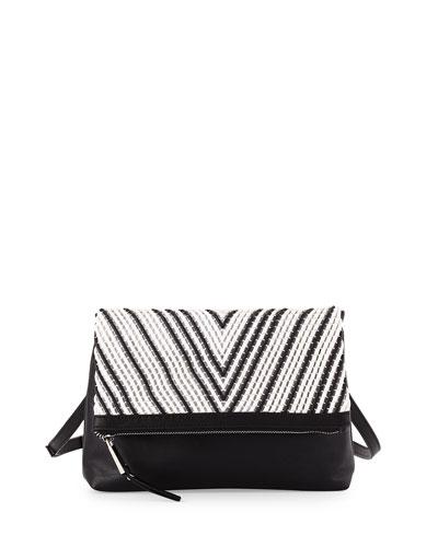 Charlie Bicolor Crossbody Bag, Black/white