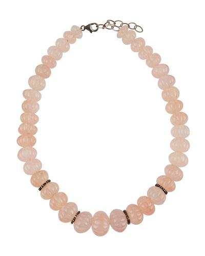 Rose Quartz & Diamond Rondelle Necklace