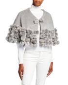 Cashmere-blend Capelet With Fur Pompoms