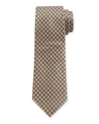Link-print Silk Tie, Yellow