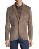 Micro Corduroy Bib Blazer, Tan