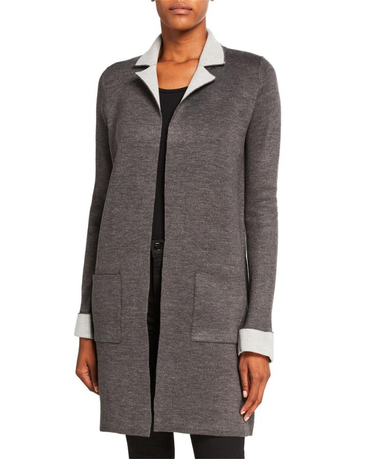 Double Knit Open-front Cardigan