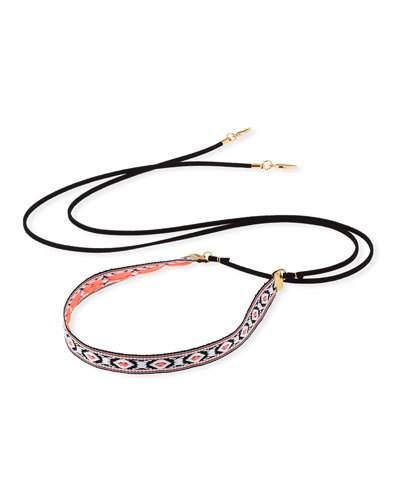 Woven Wraparound Choker Lariat Necklace, Black
