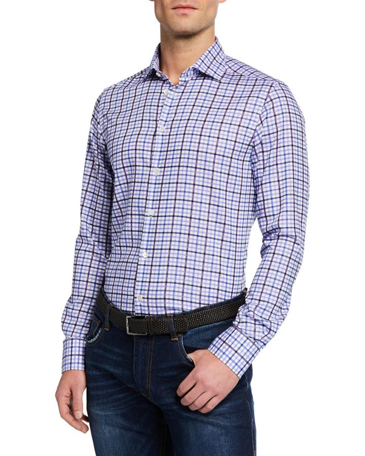 Men's Large-check Sport Shirt,