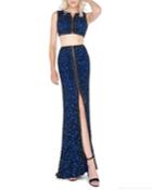 Sequined Zip-front Two-piece Gown