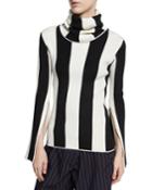 Striped Split-sleeve Turtleneck