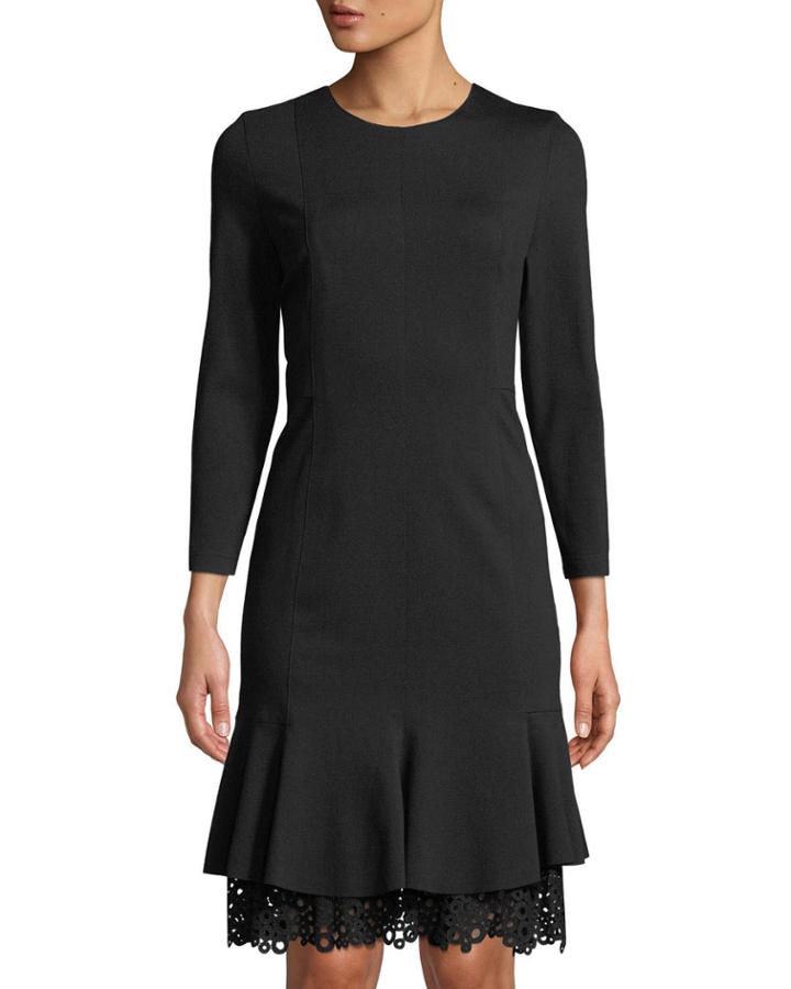 Drop-waist Eyelet-hem Jersey Dress