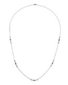 Estate 14k White Gold Diamond & Blue Sapphire Necklace,