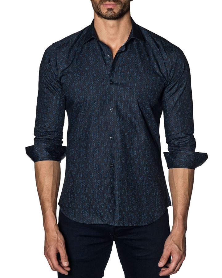 Men's Semi-fitted Broken Hexagon Print
