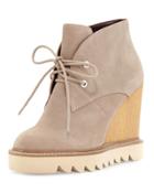 Nariska Suede Lace-up Wedge Bootie