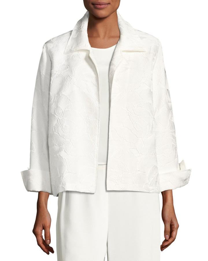 Jasmine Floral Jacquard Jacket, White,