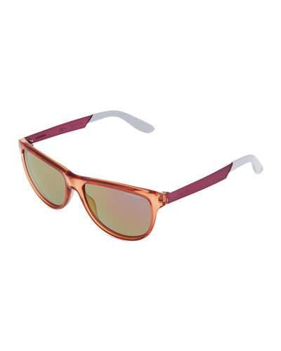 Transparent Cat-eye Plastic Sunglasses, Pink/mirror