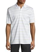 Striped Cotton Polo Shirt, White/key