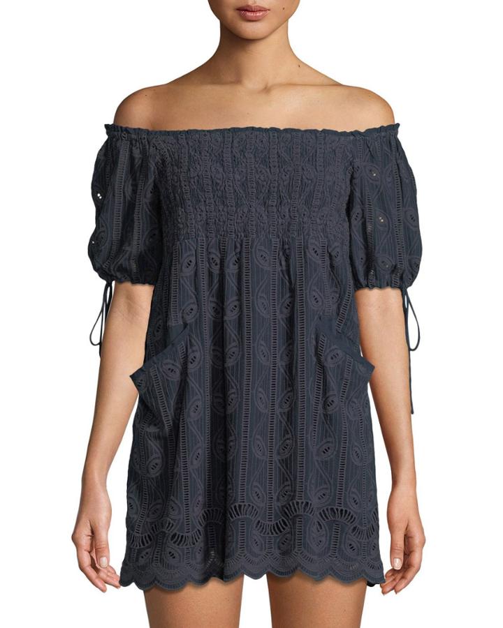 Quinn Off-the-shoulder Embroidered Dress