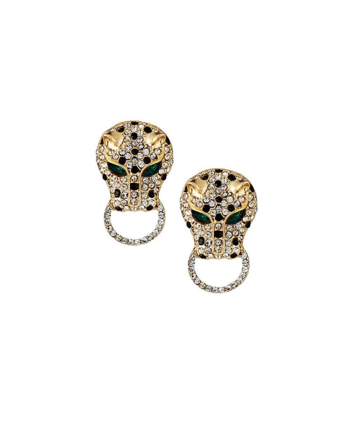 Crystal Leopard Post Earrings