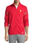 Stand-collar Sweater Jacket, Rosso Corsa
