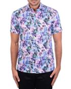 Men's Semi-fitted Abstract Tropical Short-sleeve Poplin