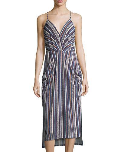 Striped Midi Dress W/ Pockets