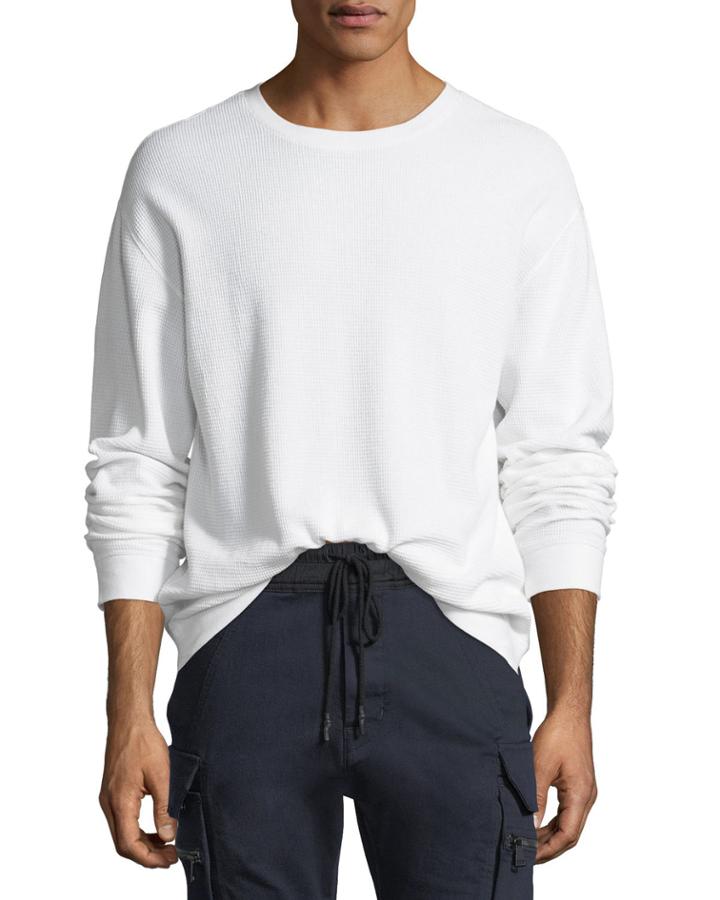 Waffle-knit Cotton Crewneck T-shirt
