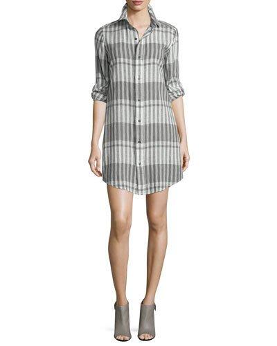 The Prep School Striped Shirtdress, Black
