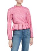 Shirley Printed Long-sleeve Peplum Top