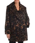 Leopard-print Wool-blend Pea Coat