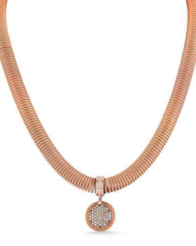 18k Spring Coil Diamond Pendant Necklace
