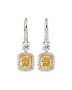 18k Fancy Yellow & White Diamond Drop Earrings,