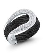 Diamond Horseshoe Two-row Ring,