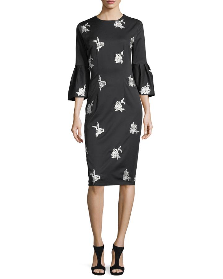 Reese Floral Embroidery Midi Cocktail Dress