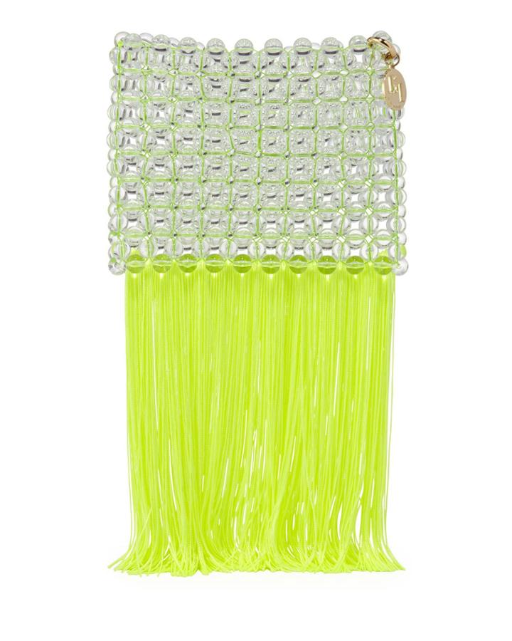 Groove Transparent Beaded Clutch Bag, Bright Yellow
