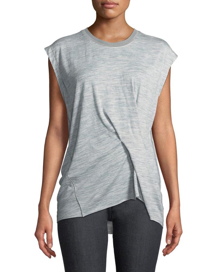 Draped Heather-knit Top