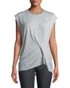 Draped Heather-knit Top
