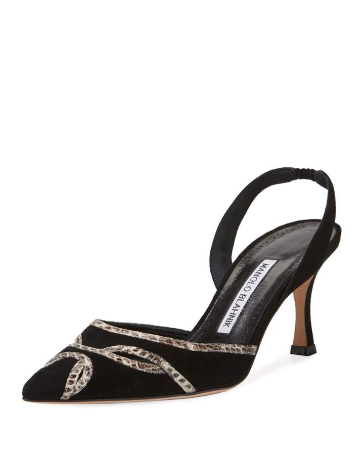 Poncha Suede And Snakeskin Halter Pumps