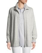 Zip-front Relaxed Cashmere Cardigan Jacket