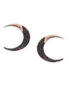 Reckless Rose Crescent Stud Earrings With Black Diamonds