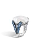 Classic Chain Celestial Orb Blue Sapphire & Moonstone Ring,