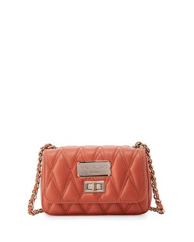 Noelle Quilted Leather Crossbody Bag, Rust