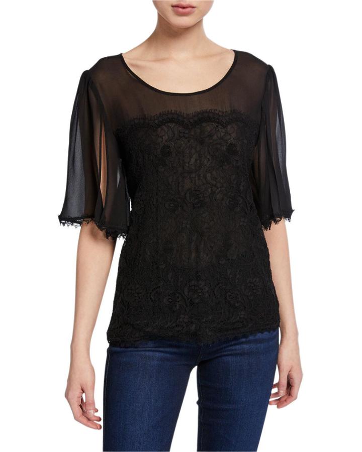 Noddie Half-lace Date Night Blouse